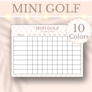 Mini Golf Score Card Printable Miniature Golf Scorecard Bachelorette Party Game Idea Birthday Game Score Sheet 9 Hole Mini Golf Scorecard