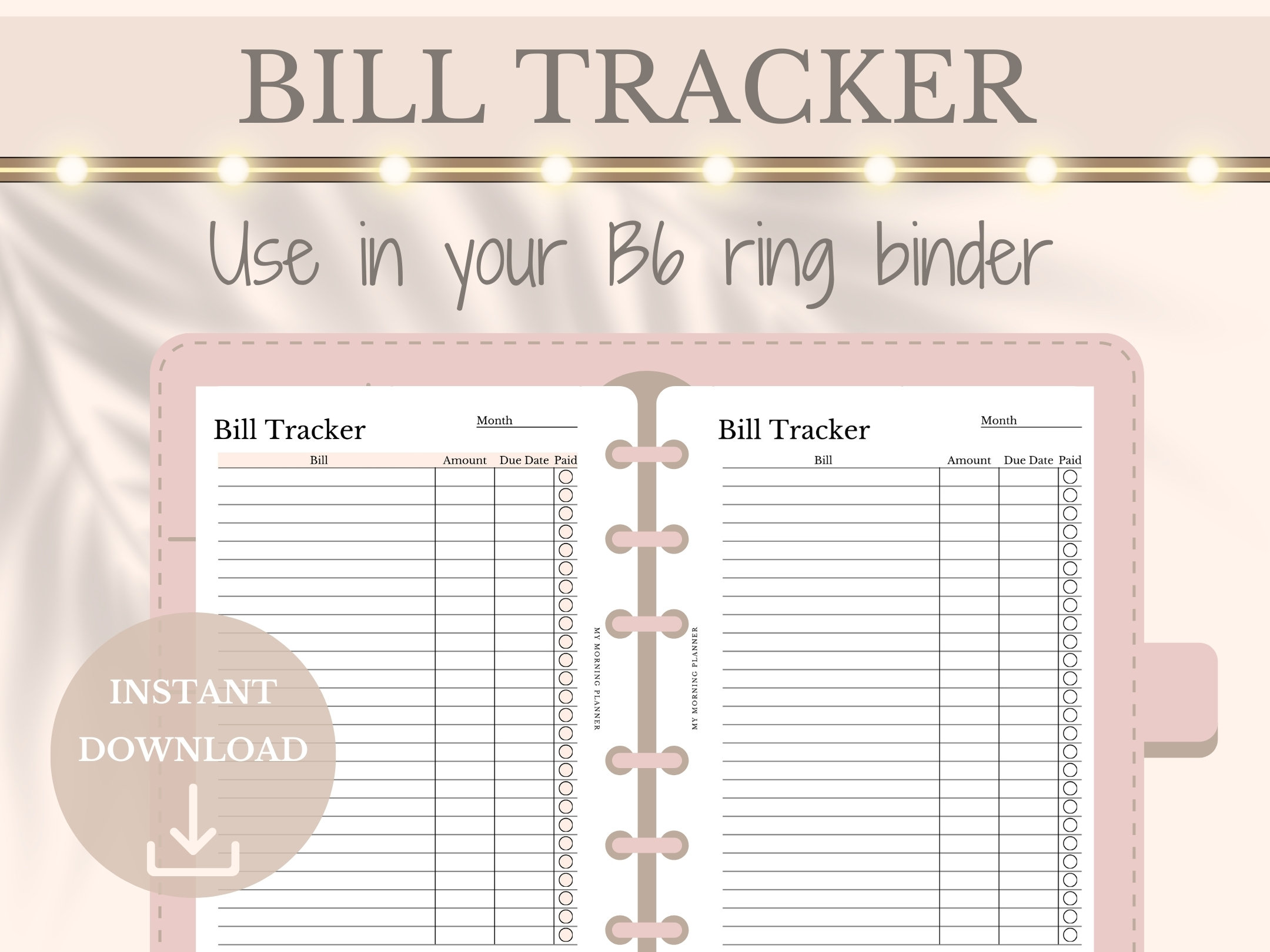 Bill Tracker B6 Printable Planner, 5,3x7 2 Page Spread Finance Payment ...