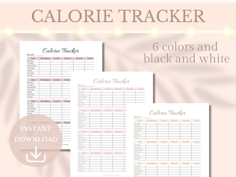 Calorie Tracker Printable Diet Tracker Meal Planner Food Journal Weight Calorie Tracker Printable Diet Tracker Meal Planner Food Journal Weight