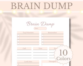 ADHD Brain Dump Printable Planner Productivity Tracker Daily To Do List ADHD Worksheet Brain Dump Planner Thought Organizer Priority List