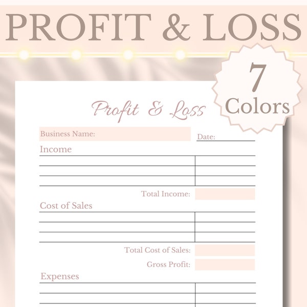 Profit and Loss Statement for Small Business PRINTABLE Income Statement Expense Report, Financial Bookkeeping A4 A5 Letter, Digital Download