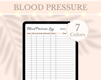 Digital Blood Pressure Tracker Hypertension Log BP Chart Heart Rate Tracker Monthly Blood Pressure Log Systolic/Diastolic BP Nurse Planner