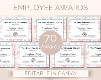 Funny Employee Award Certificate Template Printable EDITABLE Fun Employee Awards Team Building Game Superlatives Award Employee Recognition
