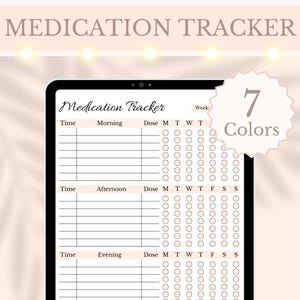 Digital Medication Tracker Health Journal Medicine Intake Reminder Vitamin Tracker Supplement Tracker Weekly Medication Schedule Planner