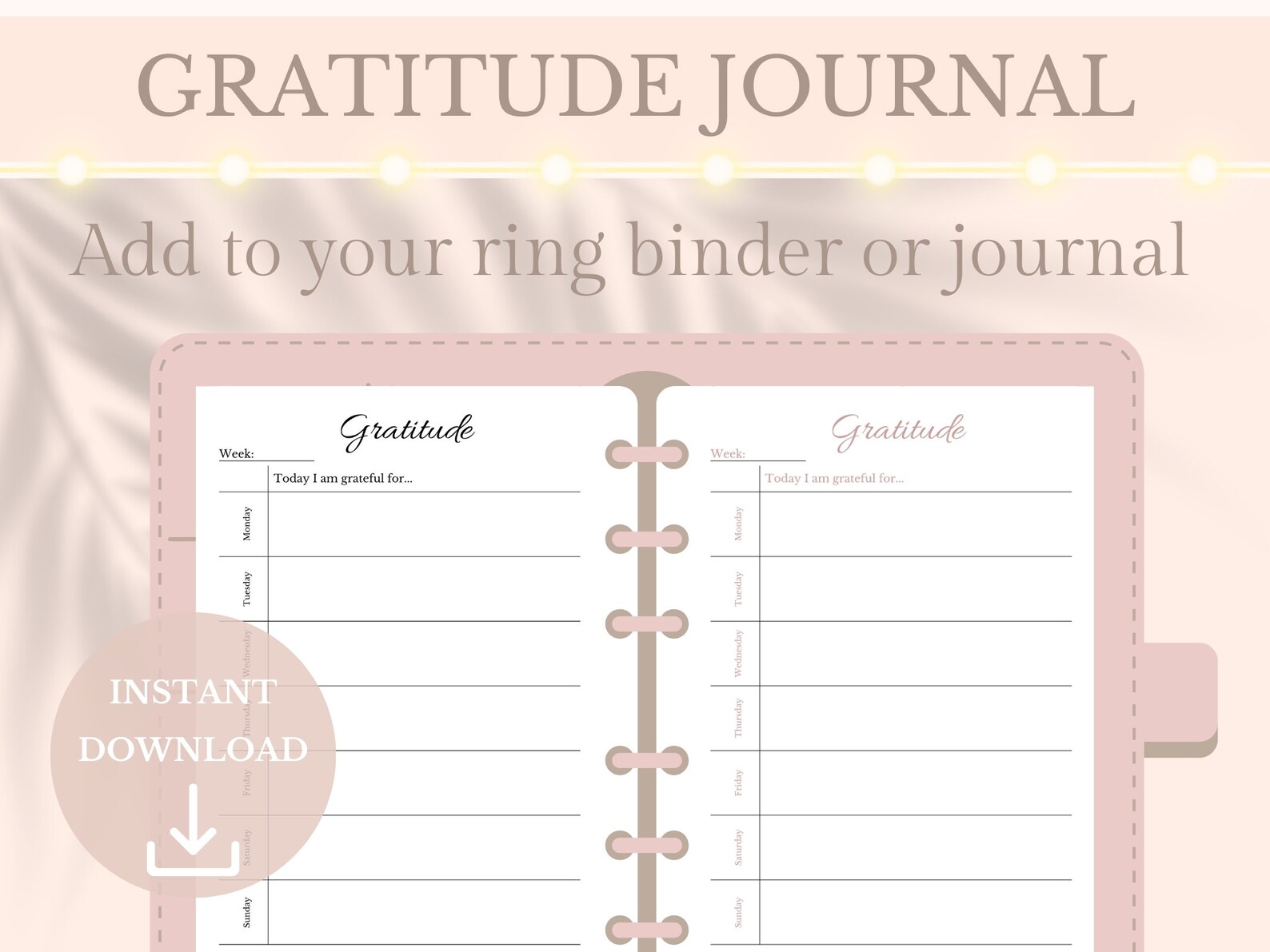 Gratitude Journal Printable Planner Weekly Appreciation List, Weekly ...