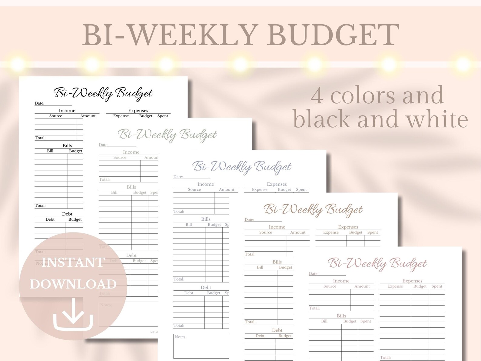 Bi-weekly Budget Planner Printable Paycheck Tracker Bi Weekly Income ...