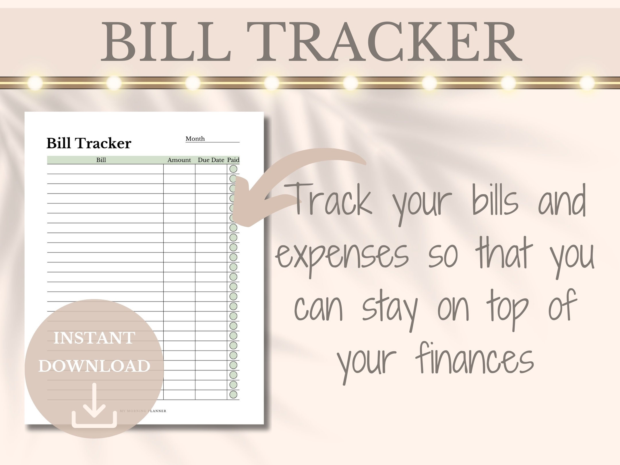 Monthly Bill Tracker Printable Expense Payment Checklist, Finance ...