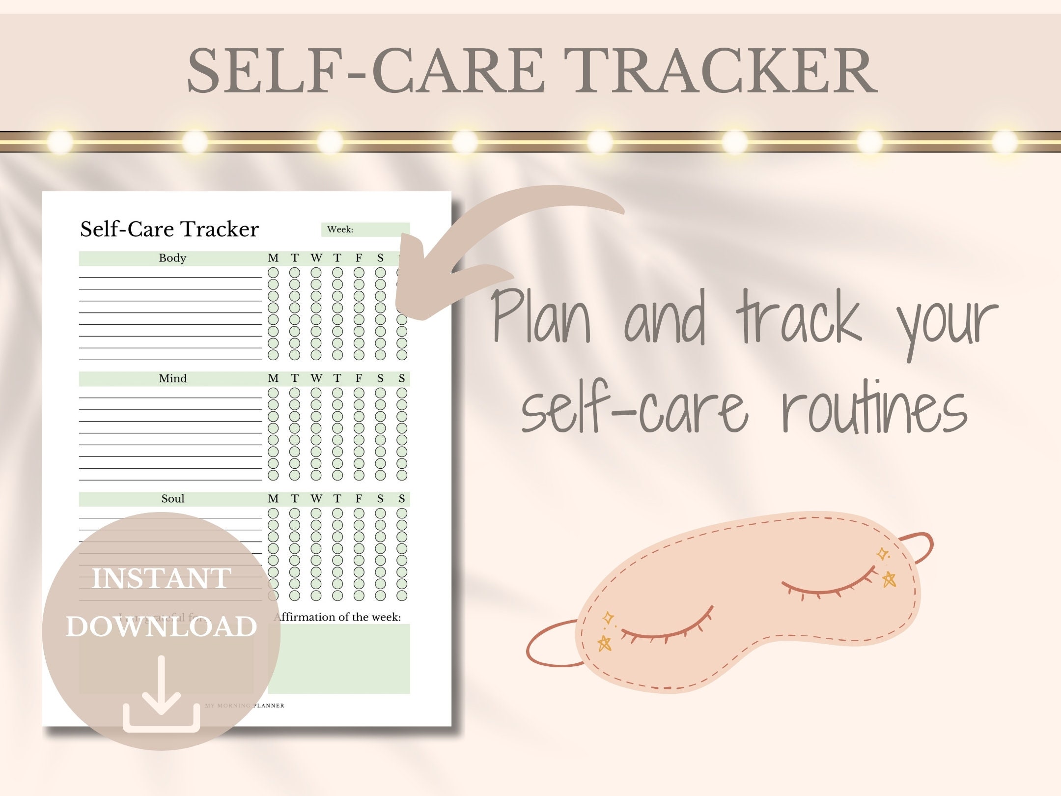 Self Care Tracker Printable Template Checklist, Weekly Selfcare Planner ...