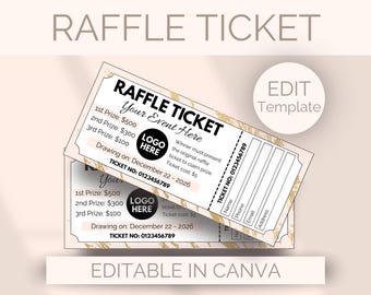 EDITABLE Raffle Ticket Template DIY Fundraiser Raffle Event Ticket Charity Raffle Enter to Win Ticket Tombola Draw Slip Company Party Game