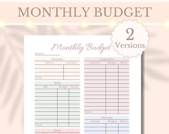 Monthly Budget Tracker Printable Paycheck Tracker Income & Expense Log Money Saving Planner Monthly Bill Tracker Organizer A4/A5/Letter