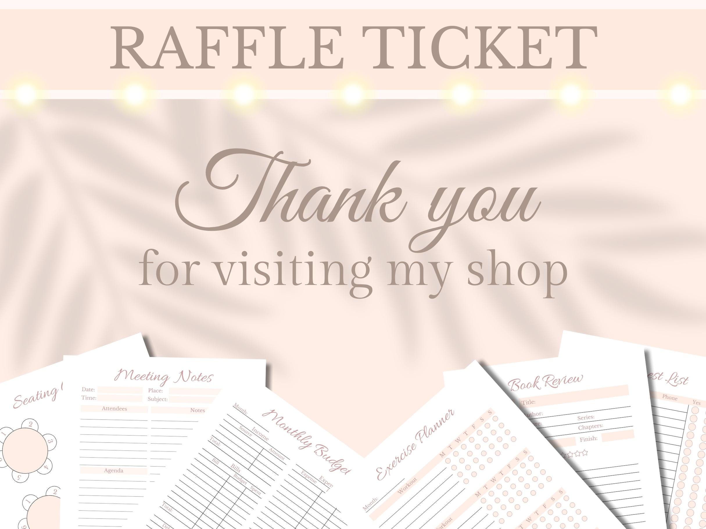 Numbered Raffle Ticket Printable Enter to Win Tombola Entry Ticket Draw ...