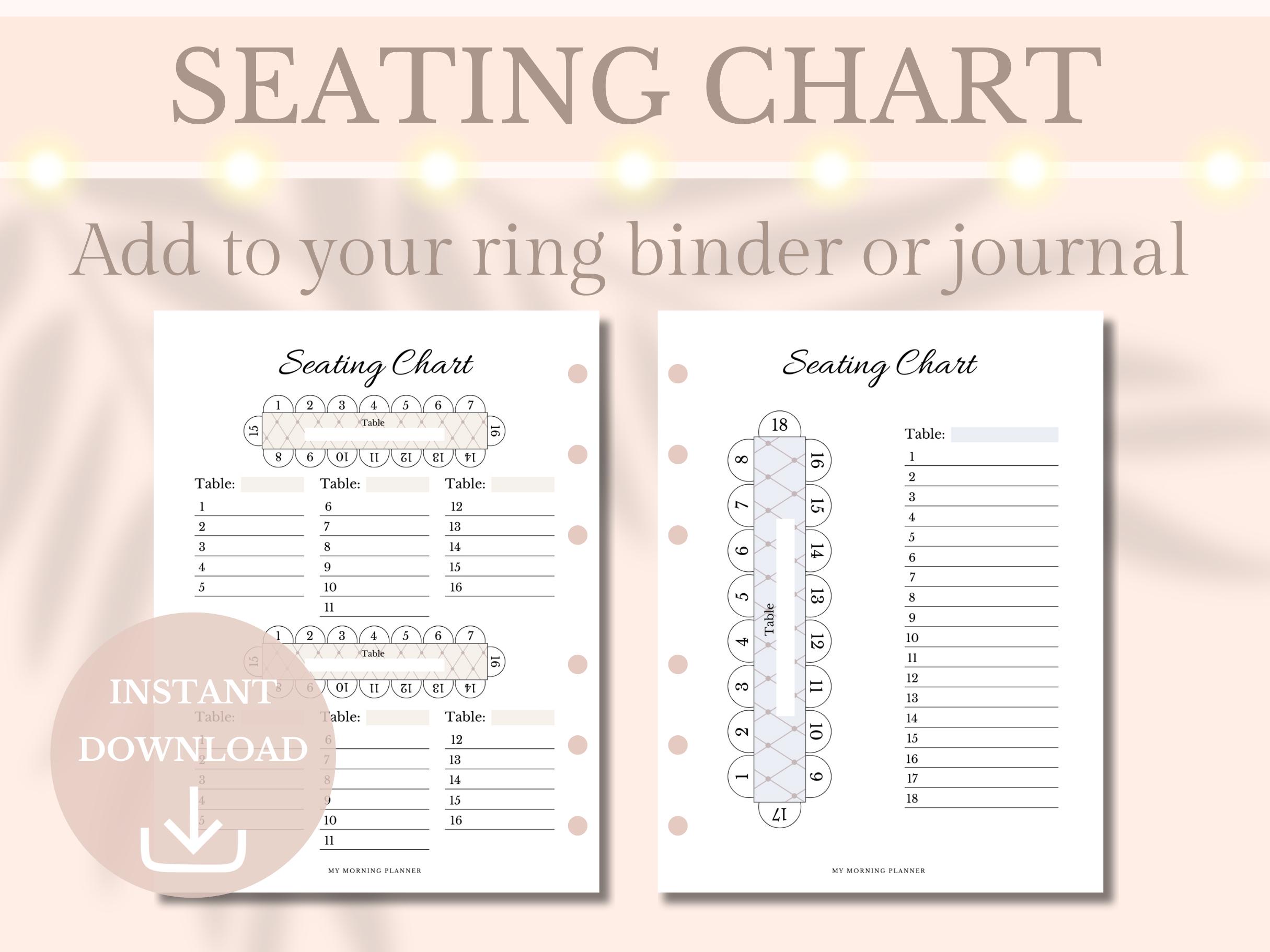 Wedding Seating Chart Planner Printable Table Layout Arrangement Guest ...