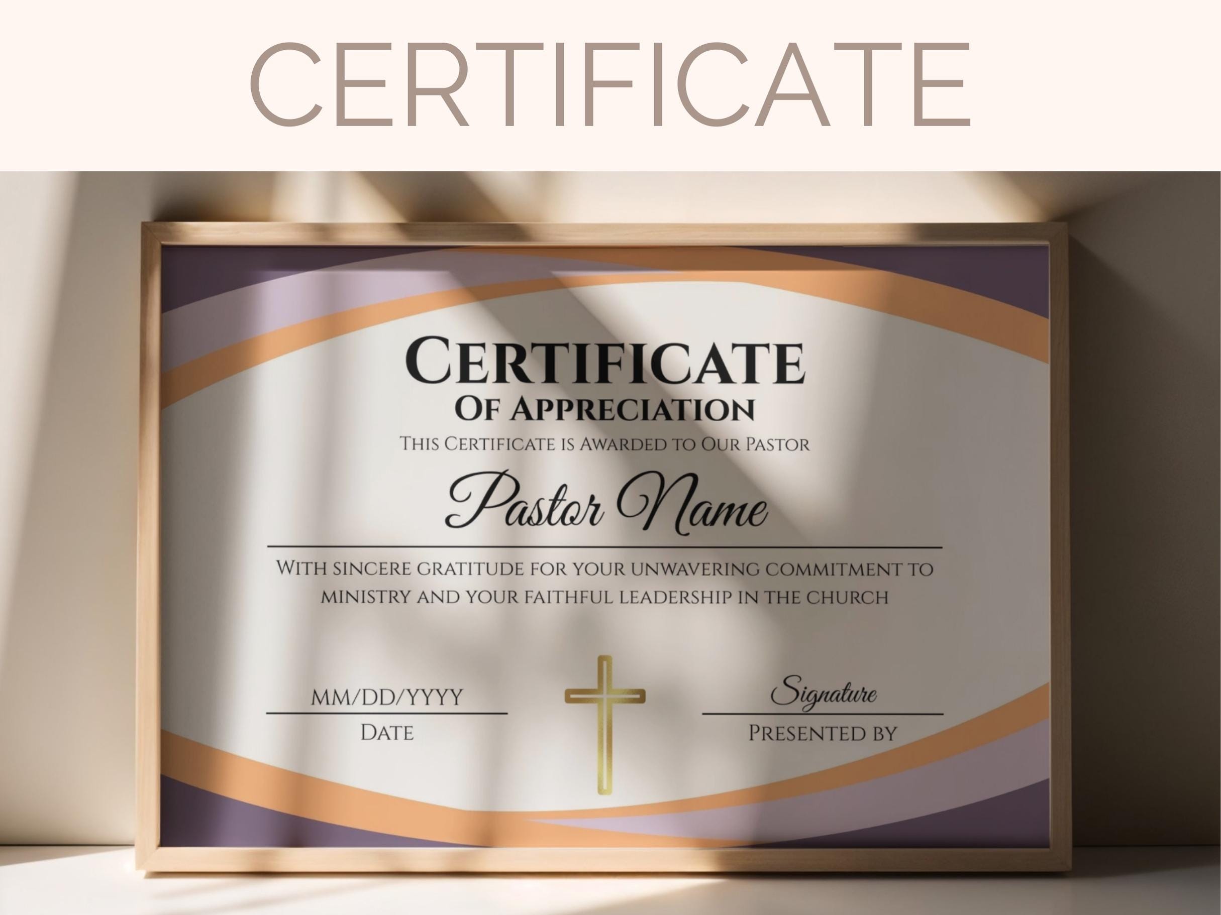 20 EDITABLE Church Certificate of Appreciation Template Bundle Church ...