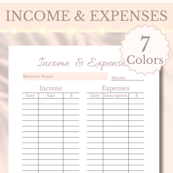 Income & Expense Tracker for Small Business Printable Planner Bookkeeping Log, Financial Budget Worksheet, A4 A5 Letter, Digital Download