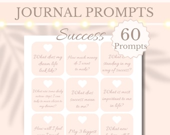 60 Journal Prompt Cards Printable Success Journaling Prompts Reflection Cards Manifestation Affirmation Cards, Letter, Digital Download