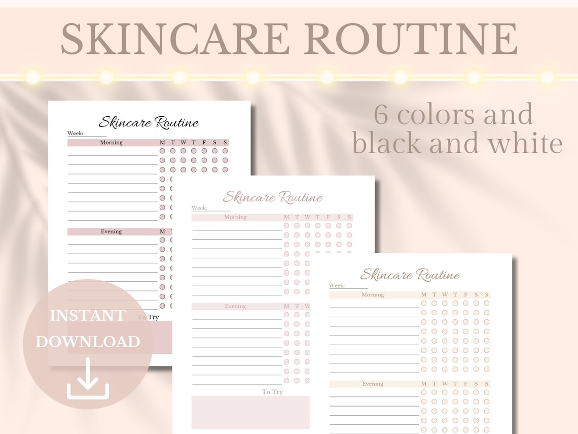 Weekly Skincare Routine Planner Printable Tracker, Pink Beauty Journal ...