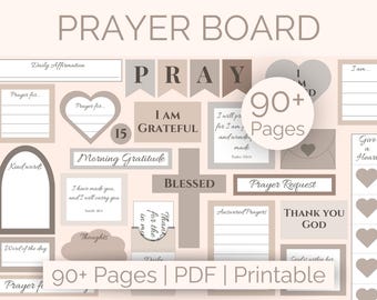 Prayer Board Kit Printable Bulletin Board Kit Boho Prayer Board Christian Devotion Board Bible Scripture DIY Wall Collage Frames & Headers