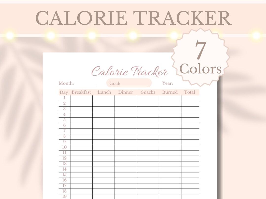 Calorie Tracker Printable Weight Loss Journal Fitness Planner Food Log ...