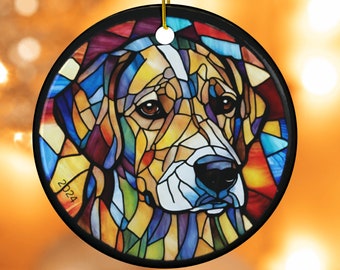 Blue Lacy Dog Stained Glass Ornament: Texas State Dog Christmas Decor