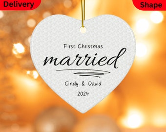 Our First Christmas Married Ornament 2023 Custom Wedding Ornament Personalized Wedding Christmas Ornament Newlywed Christmas Engagement Gift