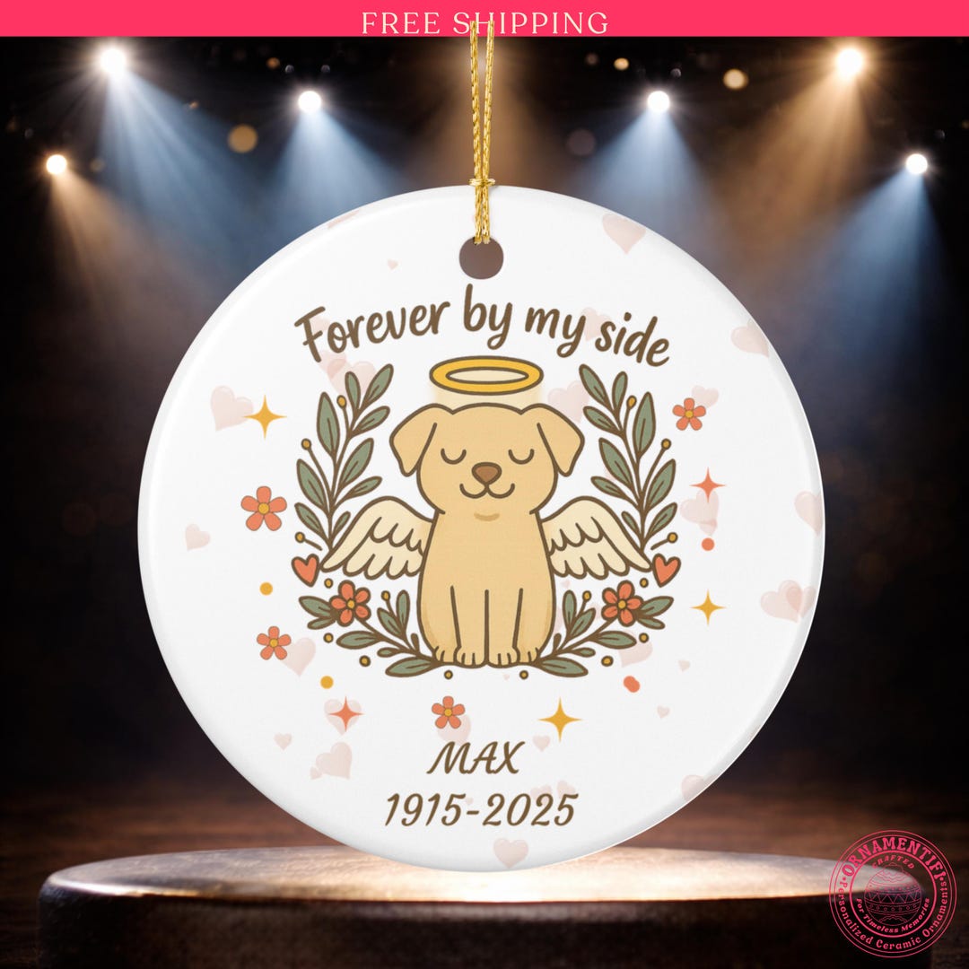 Personalized Dog Memorial Ornament Custom Name Dates Angel Pet Loss ...