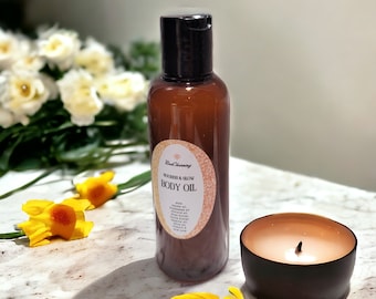 Nourish & Glow Body Oil with Vitamin C, Scent Options, Vegan, Handmade, Vitamin E, Jojoba, Almond, Grapeseed oils and Cocoa Butter