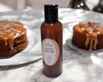 Sticky Toffee Pudding Body Oil with Vitamin E & C Vegan, Handmade, Shea Butter, Jojoba, Almond, Grapeseed, Cocoa Butter |Gift |Cruelty Free