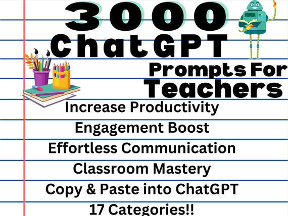 3000 ChatGPT Prompts for Teachers | Lesson Plan | Classroom Management | PLR | Digital Download