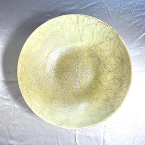 Vintage Kimball Vesta Fiberglass Serving Bowl Gold Thread Swirls Mid Century Modern Decor