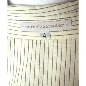 Corey Lynn Calter Anthropologie Ivory Black Pinstripe Shirt Dress Womens Size 4 image 6