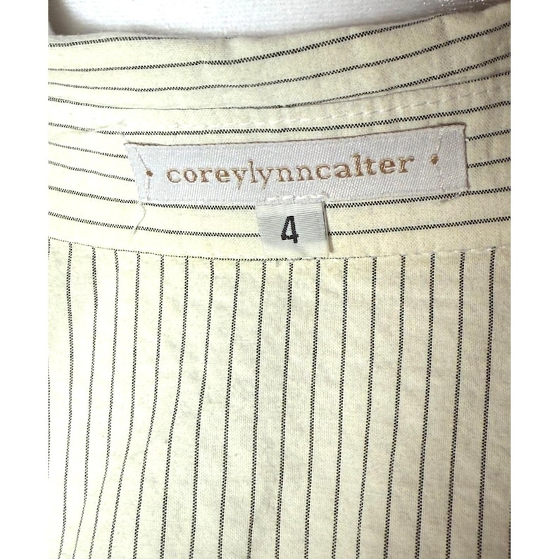 Corey Lynn Calter Anthropologie Ivory Black Pinstripe Shirt Dress Womens Size 4 image 6