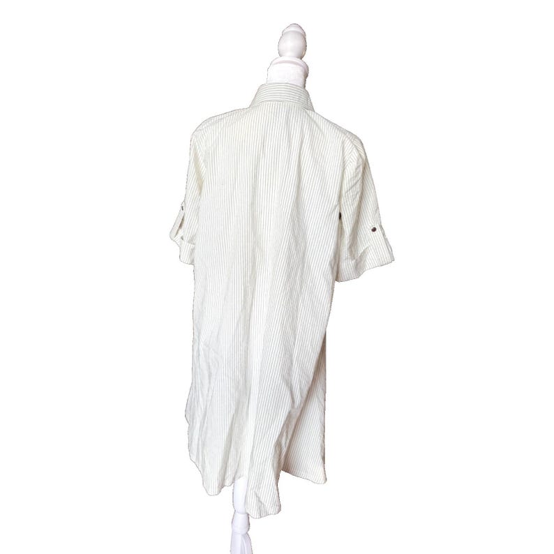 Corey Lynn Calter Anthropologie Ivory Black Pinstripe Shirt Dress Womens Size 4 image 5