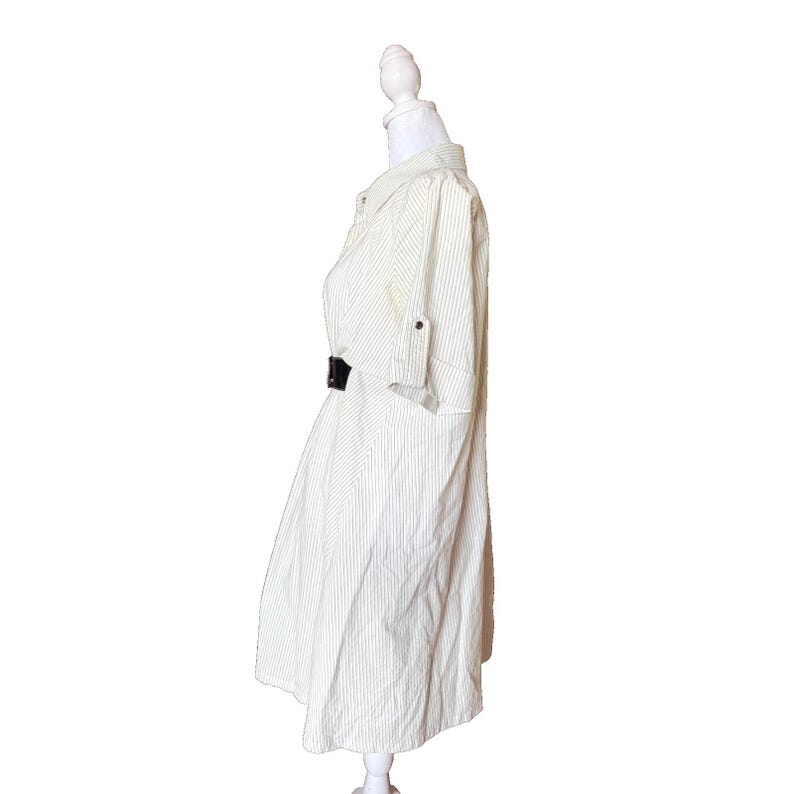 Corey Lynn Calter Anthropologie Ivory Black Pinstripe Shirt Dress Womens Size 4 image 4