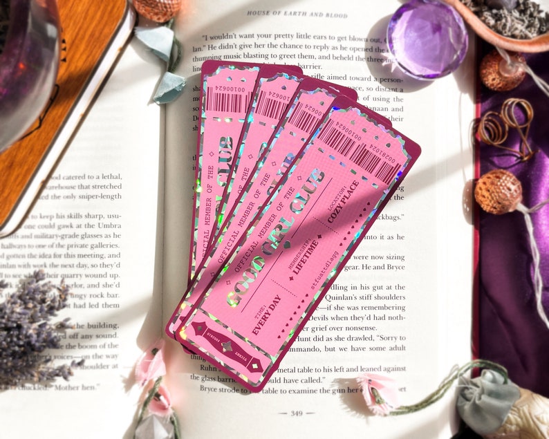 Good Girl Club Bookmark with holographic highlights cute bookmark smut bookmark book birthday gift bookmark ticket bookish zdjęcie 5