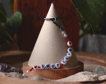 Smut Club Keychain • handmade keychain • smut club • smut reader • birthday gift • friendship gift • red hearts