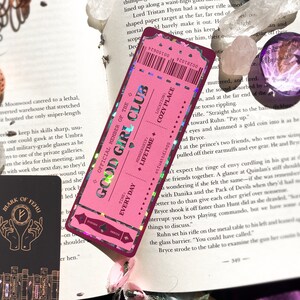 Good Girl Club Bookmark with holographic highlights cute bookmark smut bookmark book birthday gift bookmark ticket bookish zdjęcie 6