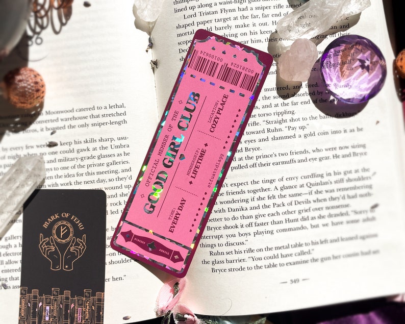 Good Girl Club Bookmark with holographic highlights cute bookmark smut bookmark book birthday gift bookmark ticket bookish zdjęcie 6