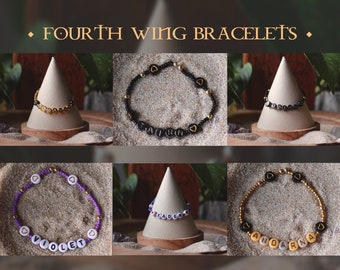 Fourth Wing Bracelets • handmade bracelets • Andarna • Fourth Wing • Iron Flame • Empyrean Series • Tairn • book bracelet • gift bracelet