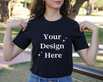 Bella Canvas 3001 Black T-shirt Mockup - 3001 Black T-shirt Mockup - Bella+Canvas 3001 Mockup - Real Model Mockup