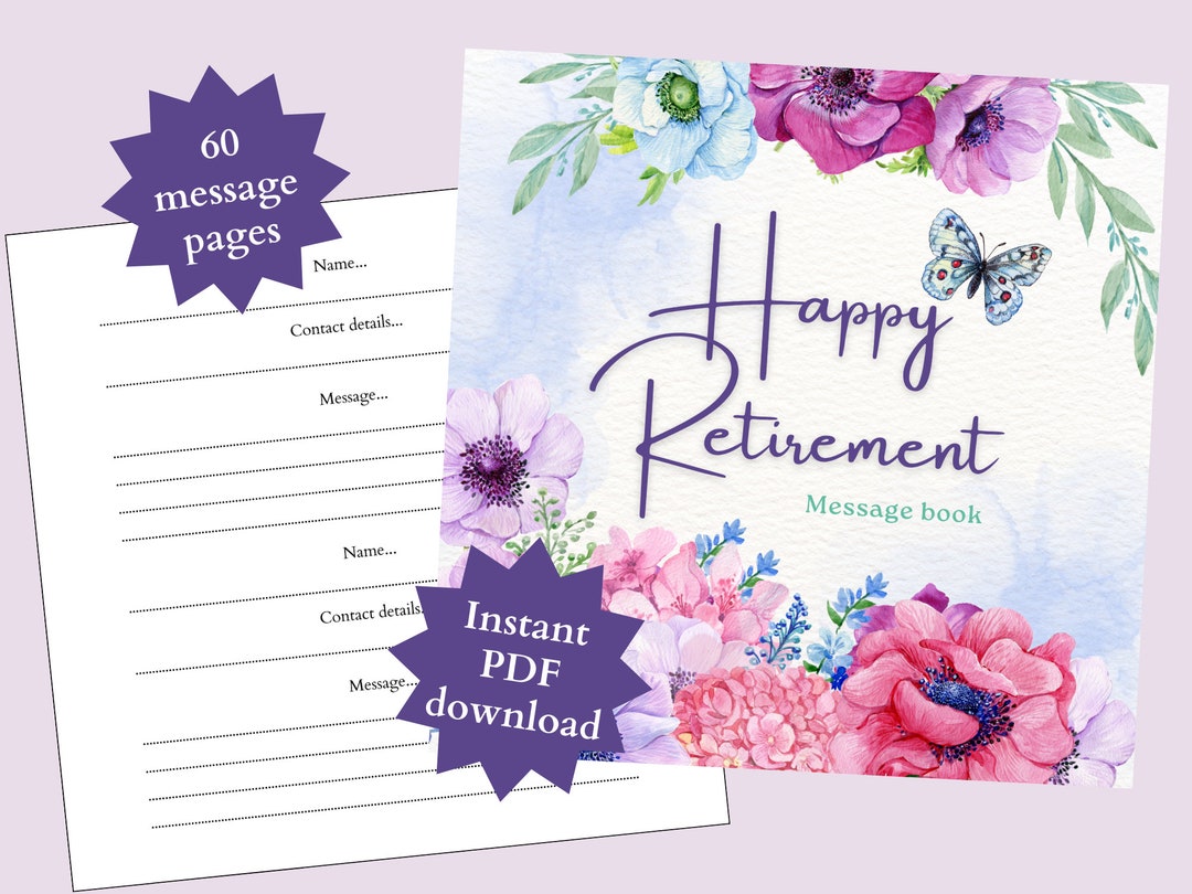 PRINTABLE Happy Retirement Guest Book / Pages Retirement Party Message