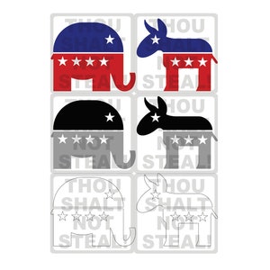 Elephant Republican Donkey Democrat Politics Vectors - ai eps pdf svg bmp dwg jpg (+more types) files maker signage Glowforge CO2 Laser L@@K