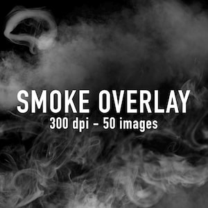 50 High Resolution Real Smoke Overlays on Black Background, Smoke, Puffs, Fog, Photoshop Overlay, Cigarette.