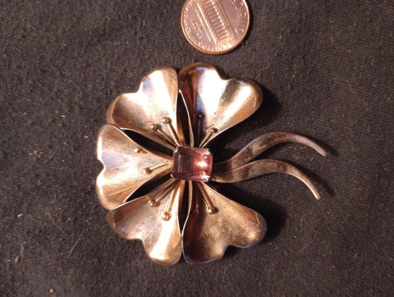 Sterling silver flower pin (stamped) - image 1