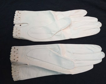 Gants blancs pour enfant avec franges en résille - fabriqués en Italie - neufs