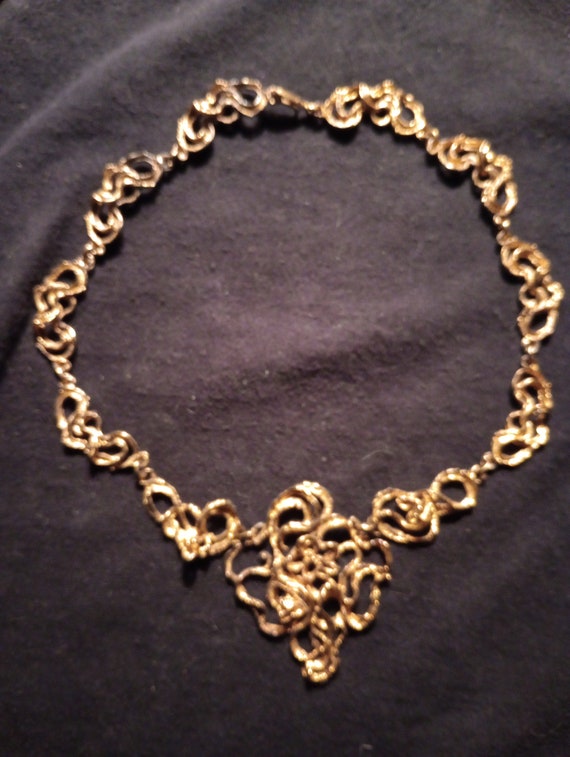 Roberta Stone flowered choker gold plated silver - image 1
