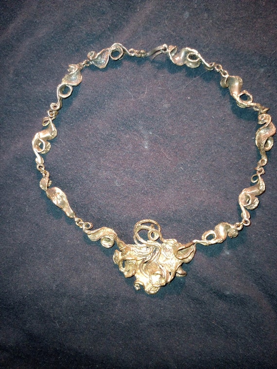 Roberta Stone flower necklace, gold plated silver