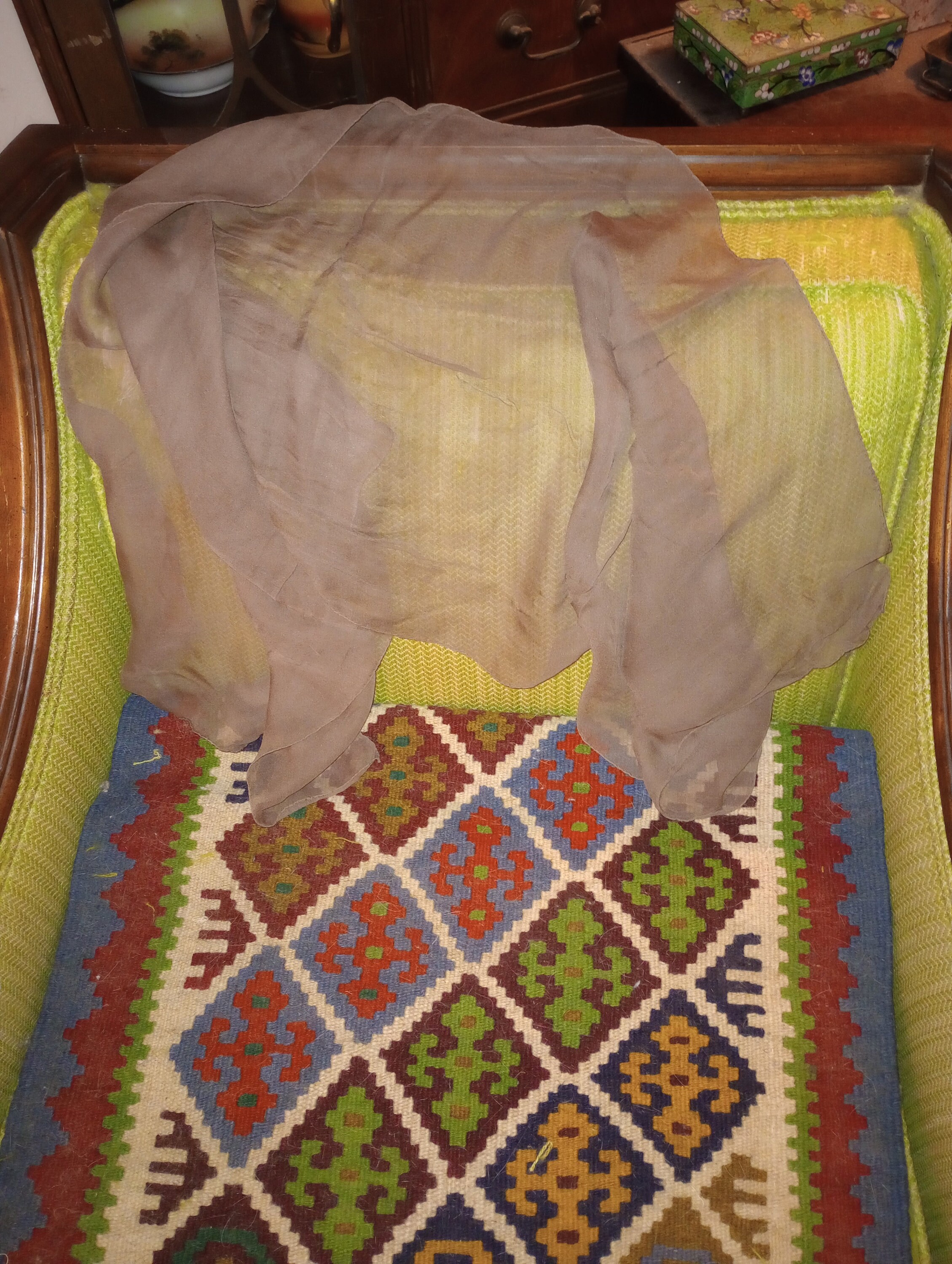 Beige chiffon scarf- 18"x42"