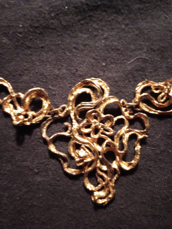 Roberta Stone flowered choker gold plated silver - image 2