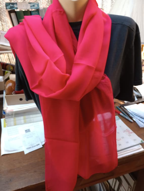 Azalea red chiffon scarf- 72"x24"