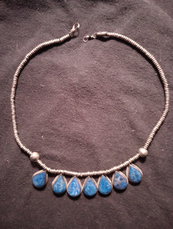 Afghan choker with lapis